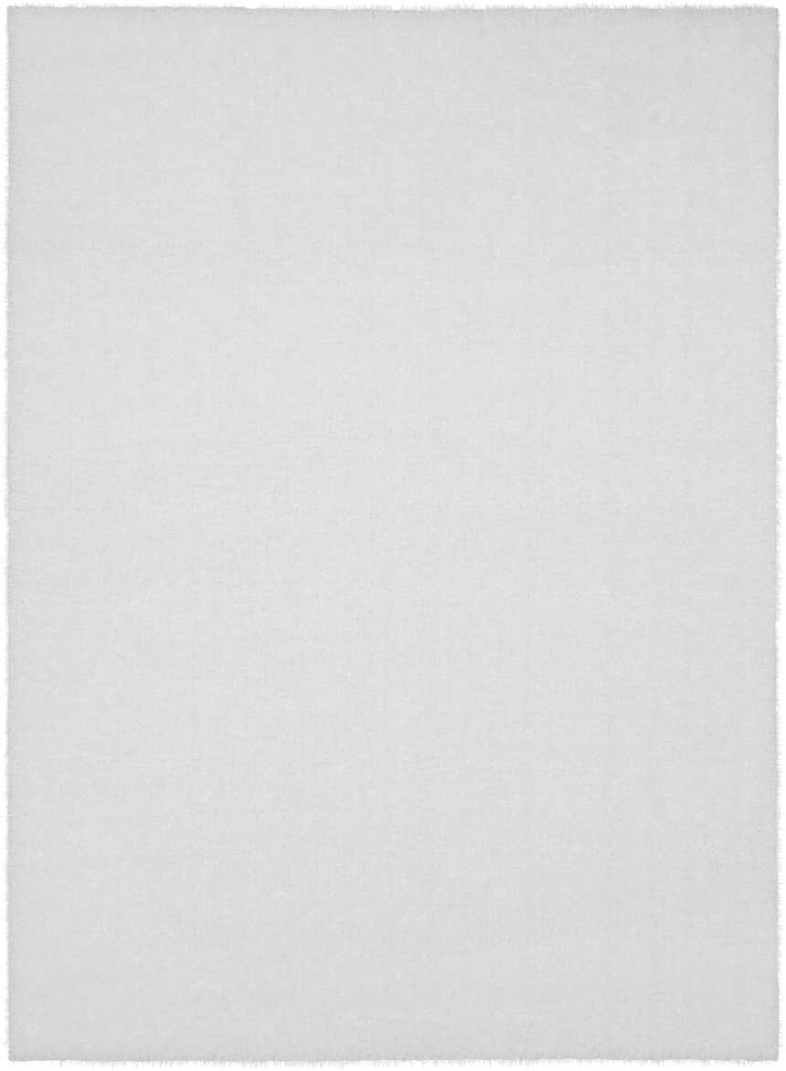 Close-up of a white, plush, shag Piedmont Area Rug. Contemporary style, machine woven, 100% polyester. Design-Rectangle-5373
