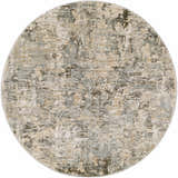 Round Palanit Thick Luxe Boutique Rug with a contemporary abstract design in light beige, gray, olive, and taupe. Design-Round-53
