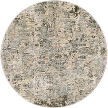 Round Palanit Thick Luxe Boutique Rug with a contemporary abstract design in light beige, gray, olive, and taupe. Design-Round-53