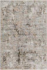 Close-up of the Palanit Thick Luxe Boutique Rug. Abstract design in light beige, gray, taupe, and charcoal colors. Design-Rectangle-575