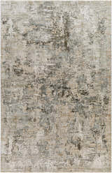 Close-up of Palanit Thick Luxe Boutique Rug. Abstract design in light beige, gray, charcoal, and taupe tones. Design-Rectangle-6796