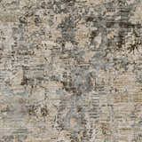 Close-up of the Palanit Thick Luxe Boutique Rug. Abstract design in shades of beige, gray, and charcoal. Soft, textured pile. Swatch