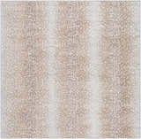 Close-up of Pointblank Tan Leopard Print Rug. Animal print rug in gray, ivory, light slate, and tan. Machine woven polypropylene. Design-Square-67