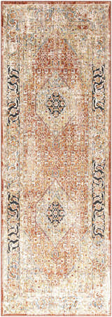 Detailed Polomolok Luxe Performance Rug in brick red, cream, and black. Traditional oriental rug pattern. Design-Runner-2773