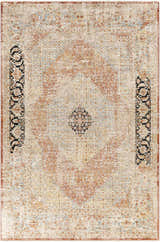 Detailed view of the Polomolok Luxe Performance Rug, featuring a traditional oriental pattern in brick red, cream, and black. Design-Rectangle-6796