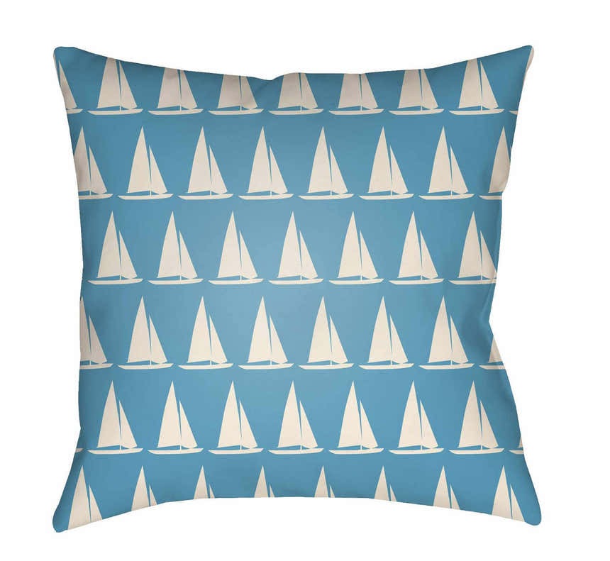 Poringland Nautical Sailboat Pattern Outdoor Throw Pillow