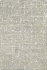 Close-up of the hand-tufted Posof Area Rug. Light beige and gray wool rug with a contemporary geometric pattern. Design-Rectangle-576
