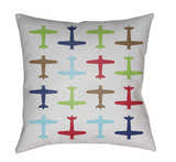 Boys Airplane Decorative Nursery Red Outdoor Throw Pillow