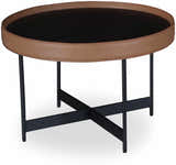 Ottensheim Brown Leather Round Coffee Table - Clearance