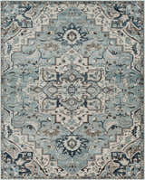 Detailed Pukwana Area Rug with a traditional, oriental design in shades of blue, gray, and brown. Design-Rectangle-710910