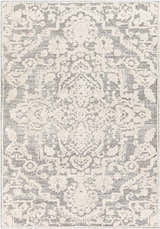 Close-up of the Rockeagle Area Rug. Beige and gray tones create a traditional, bohemian pattern. Machine woven texture. Design-Rectangle-5373