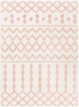 Close-up of the Darva Pink Plush Area Carpet featuring a geometric pattern and soft, plush texture. Design-Rectangle-537