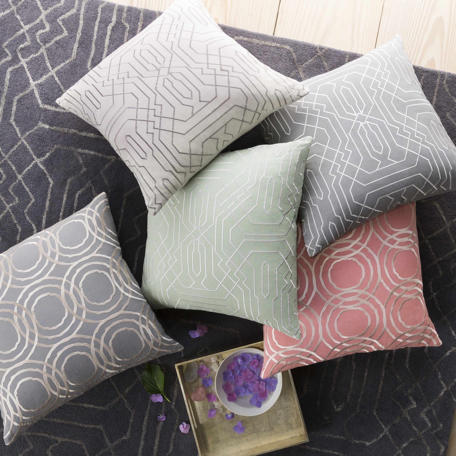 Ashwaubenon White Geometric Square Accent Pillow - Clearance