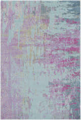 Close-up of the Redland Colorful Abstract Rug. Features aqua, lavender, magenta, and gray hues in a contemporary design. Design-Rectangle-23