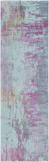 Close-up of the Redland Colorful Abstract Rug. Features aqua, magenta, lavender, and gray in a modern abstract design. Design-Runner-268