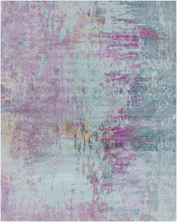 Close-up of the Redland Colorful Abstract Rug, featuring aqua, lavender, magenta, and gray hues in a contemporary design. Design-Rectangle-810