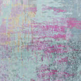 Close-up of Redland Colorful Abstract Rug showing aqua, lavender, magenta, and gray abstract design. Swatch