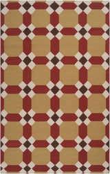 Close-up of Rossiter Area Carpet with beige, burgundy, brown, and white geometric pattern. Hand woven wool texture. Design-Rectangle-58