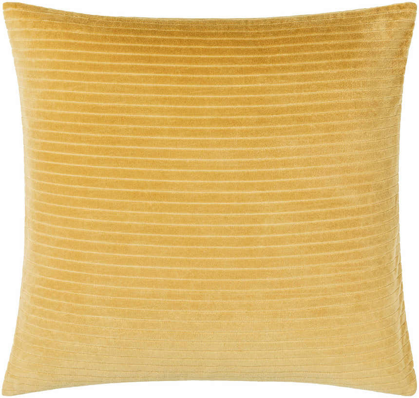 Aurox Mustard Horizontal Ribbed Stripe Modern Cotton Velvet Accent Pillow - Clearance