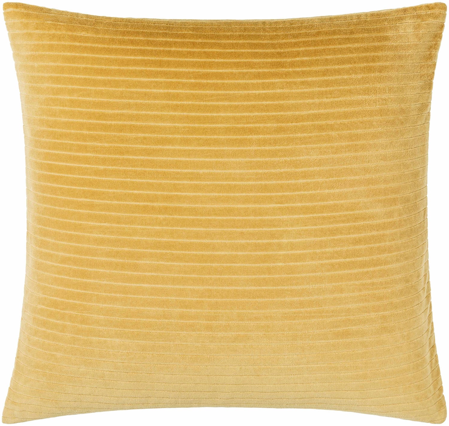 Aurox Mustard Horizontal Ribbed Stripe Modern Cotton Velvet Accent Pillow - Clearance