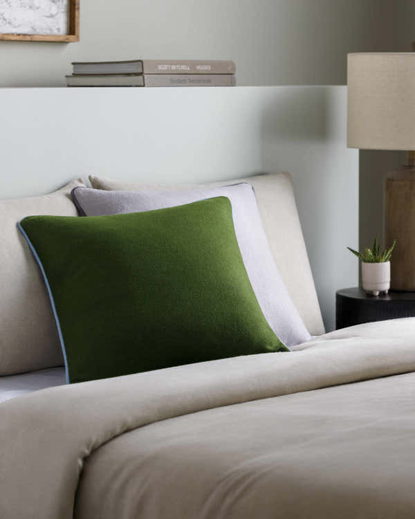 Pape Green Solid Wool Throw Pillow
