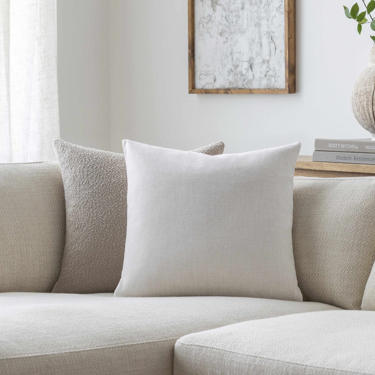 Reijo White Linen Look Accent Pillow - Clearance