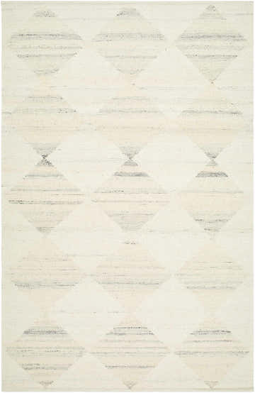 Close-up of the hand woven Rakin Ivory Area Rug. Pearl color with a geometric diamond pattern. 100% Wool. Design-Rectangle-576