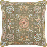 Olivan Olive Green Textured Woven Traditional Cotton Accent Pillow