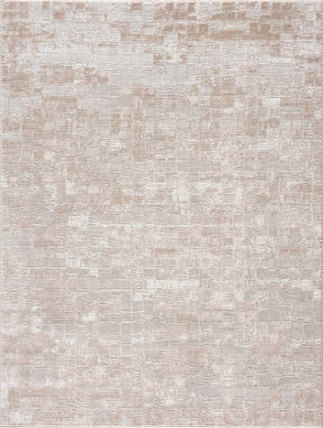 Close-up of Liveri Pink Mosaic Rug. Ivory, off-white, and peach geometric pattern. Machine woven polypropylene rug. Design-Rectangle-58