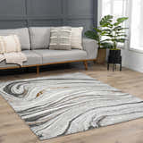 Living room scene with gray sofa and Live Marble Dark Gray Area Rug. Roomscene-Rectangle