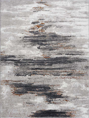 Close-up of the Live Marble Gray Area Rug showcasing its charcoal, rust, and gray abstract design. Design-Rectangle-46