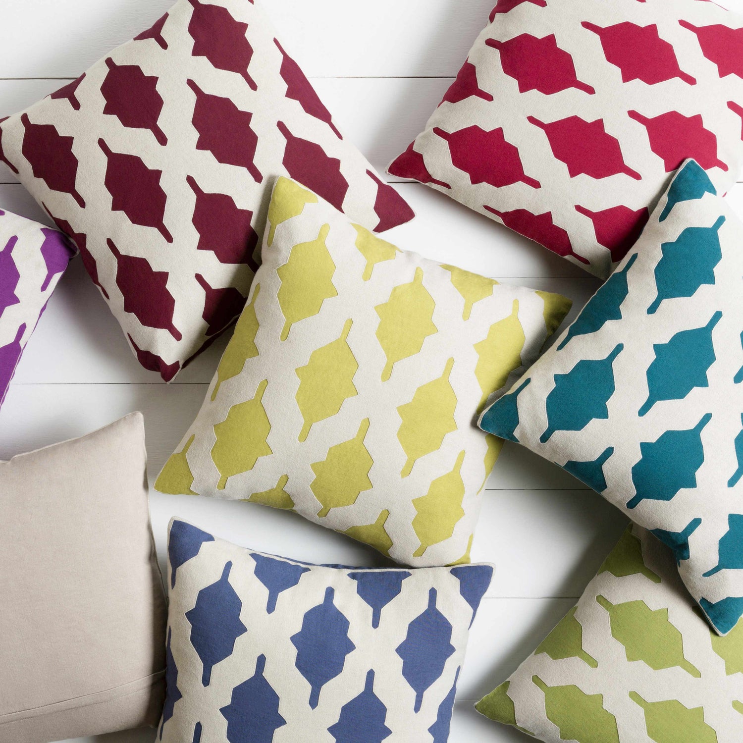Beaman Teal & White Geometric Accent Pillow - Clearance