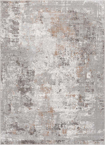 Close-up of the Honi Area Rug, a contemporary design with charcoal, gray, ivory, and nutmeg colors. Design-Rectangle-5373