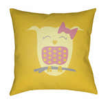 Kids Owl Animal Print Decorative Nursery Yellow Outdoor Throw Pillow