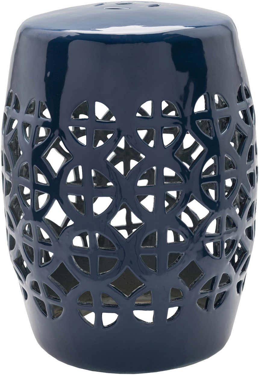 Navy Blue Ceramic Outdoor Stool