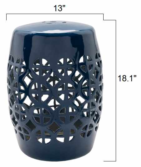 Navy Blue Ceramic Outdoor Stool
