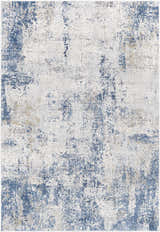 Distressed Sapcote Textured Luxe Area Rug in charcoal, blue, beige, and gray. Contemporary abstract design. Design-Rectangle-573