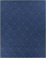 Close-up of the hand-loomed Sarona Area Rug. Dark blue wool rug with a contemporary geometric pattern. Design-Rectangle-810