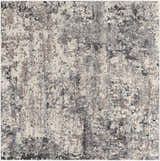 Close-up of the Satsop Rock Pattern Thick Rug. Contemporary design in black, charcoal, gray, ivory, and tan. Design-Square-710