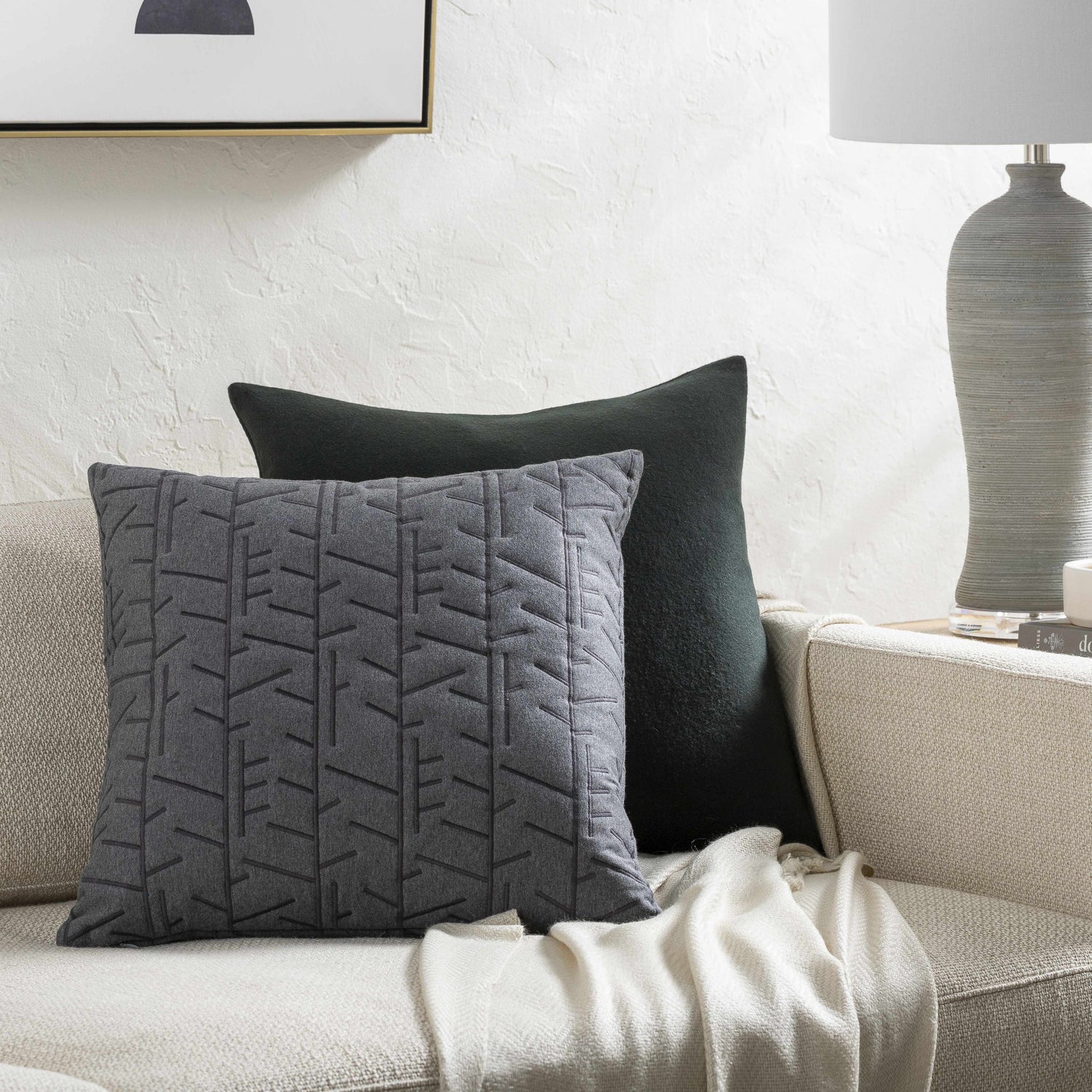 Manus Charcoal Throw Pillow - Clearance