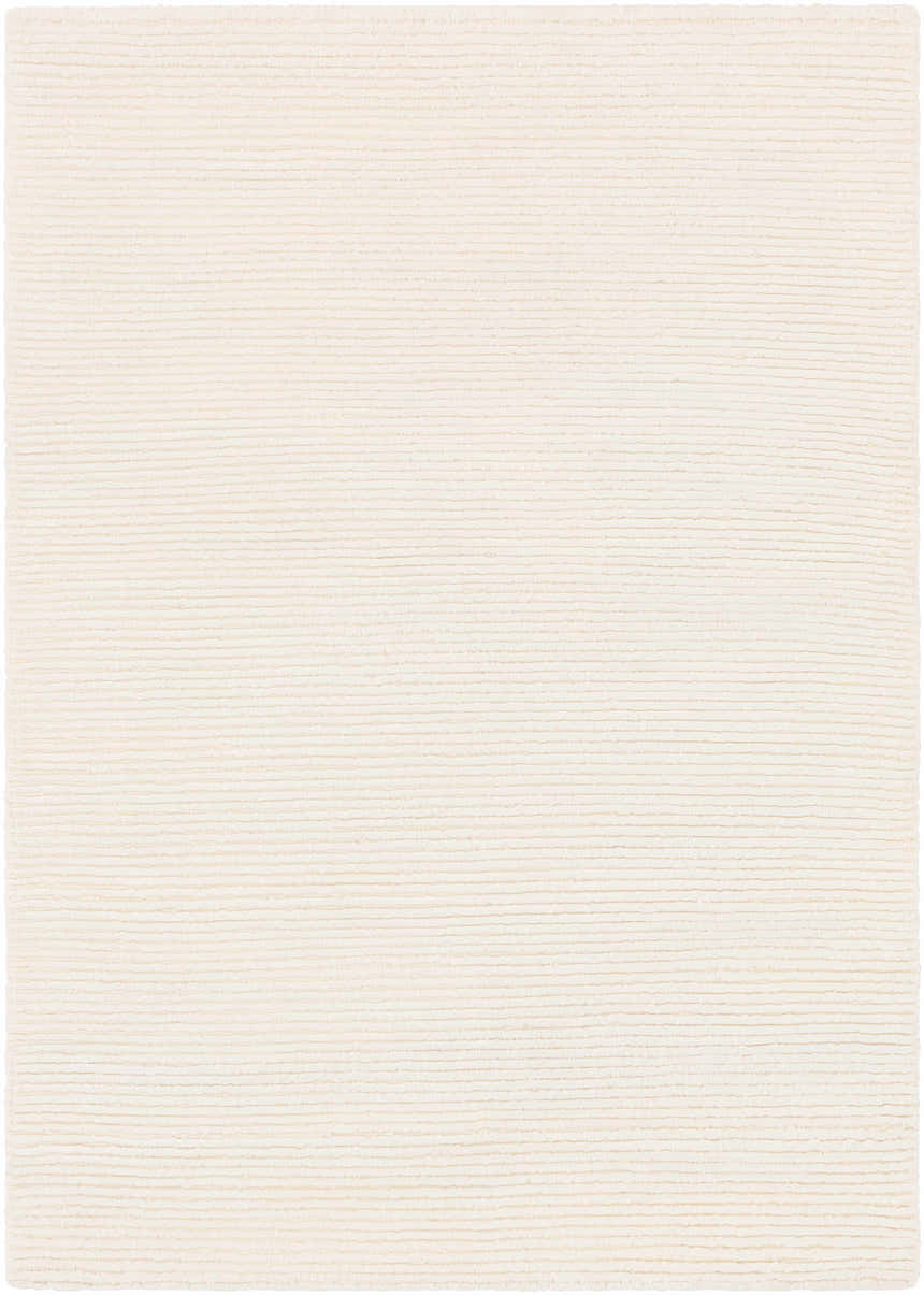 Close-up of the hand-knotted Sabinsville Carpet. This rectangle rug has a farmhouse style and a subtle horizontal pattern. Design-Rectangle-23