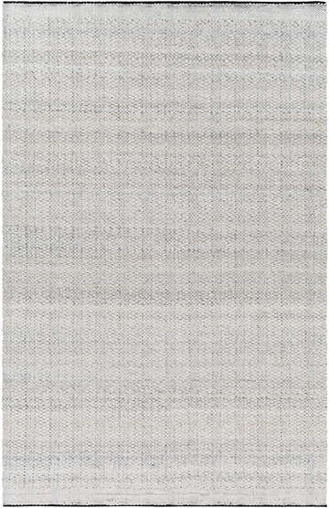 Close-up of the Light Gray Anane Area Rug, a hand-woven rug with subtle gray tones and a textured, farmhouse-inspired design. Design-Rectangle-576
