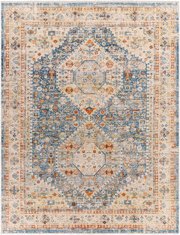 Close-up of the Cyndi Area Rug showcasing its traditional design, copper, gray, lambswool, and rust colors. Design-Rectangle-71010