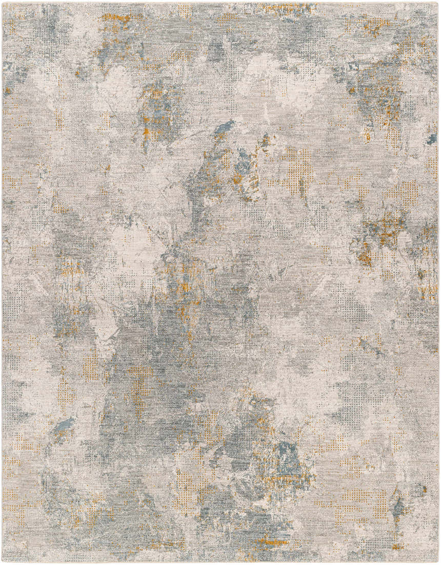 Close-up of the Haydn Rock Pattern Rug. Contemporary style with gray, light gray, and nutmeg colors. Machine woven texture. Design-Rectangle-710103