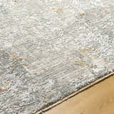Close-up of the Ifama Textured Rug with Fringes. Neutral colors, subtle pattern, and soft texture. Texture