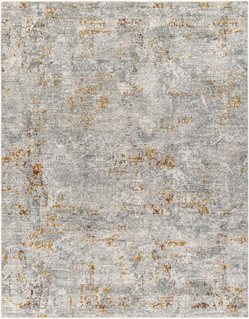 Close-up of the Moke Textured Rug. Contemporary design in gray, camel, and clay tones. Machine woven polyester rug. Design-Rectangle-710103