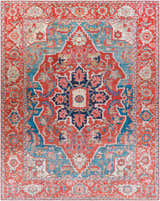 Detailed Seattle Area Rug - Clearance with a traditional red, blue, and beige oriental pattern. Design-Rectangle-7696