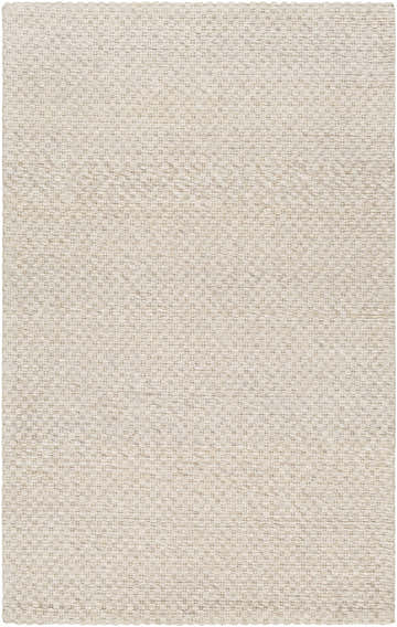 Close-up of the Kassa Beige rug. Hand woven rug with a subtle geometric pattern in beige and bone. Design-Rectangle-576