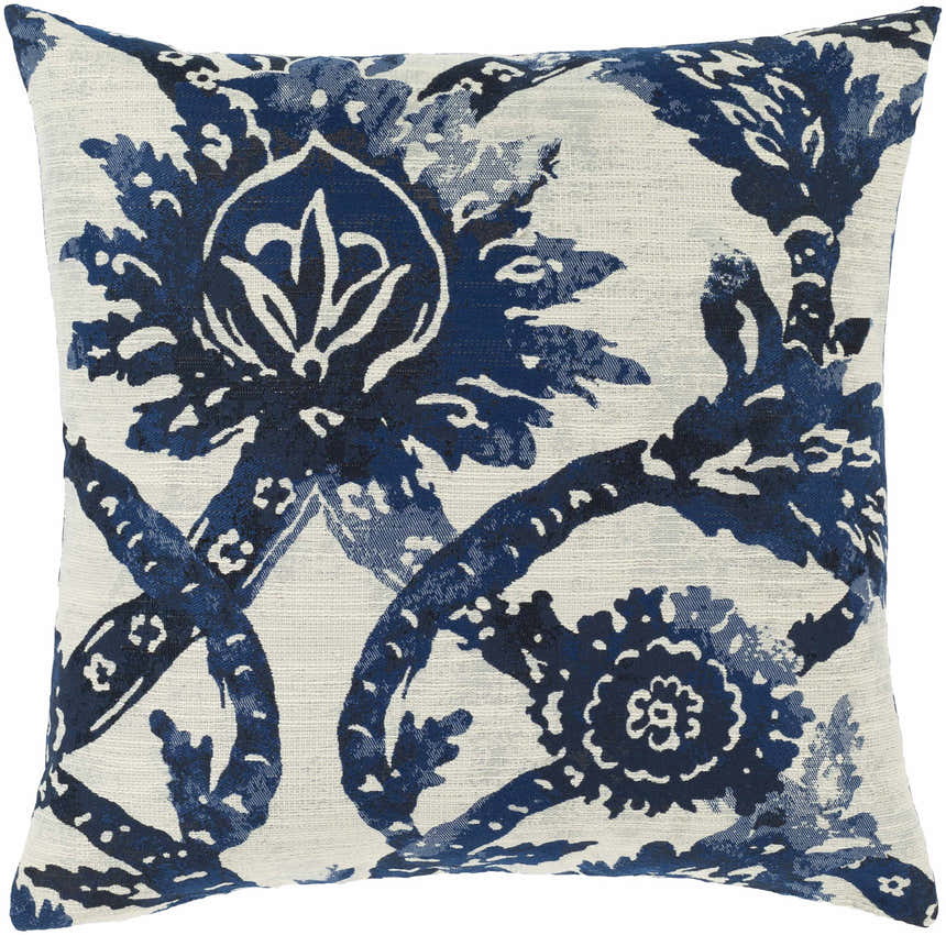 Shongaloo Navy Floral Patterned Throw Pillow - Clearance