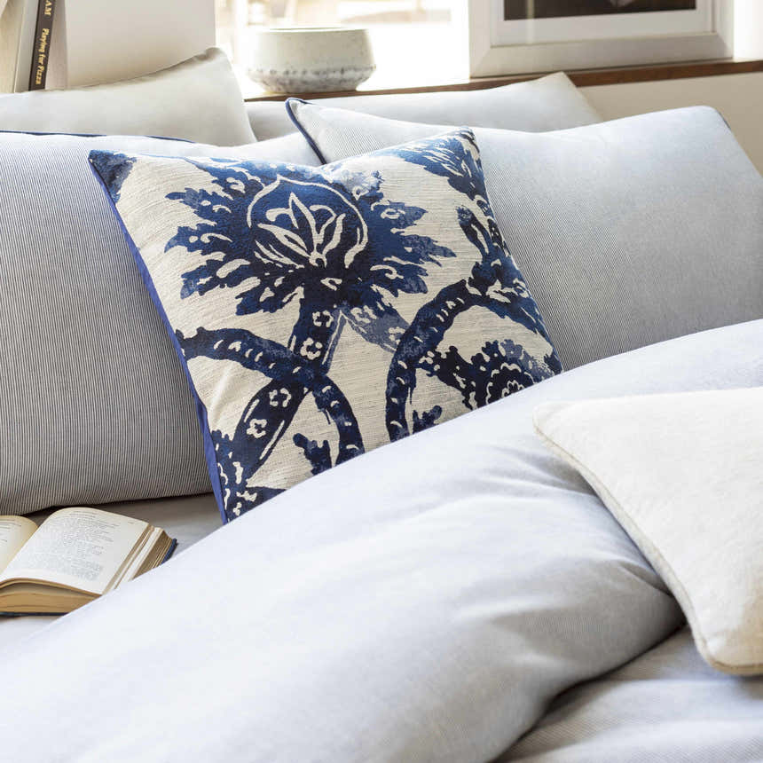 Shongaloo Navy Floral Patterned Throw Pillow - Clearance